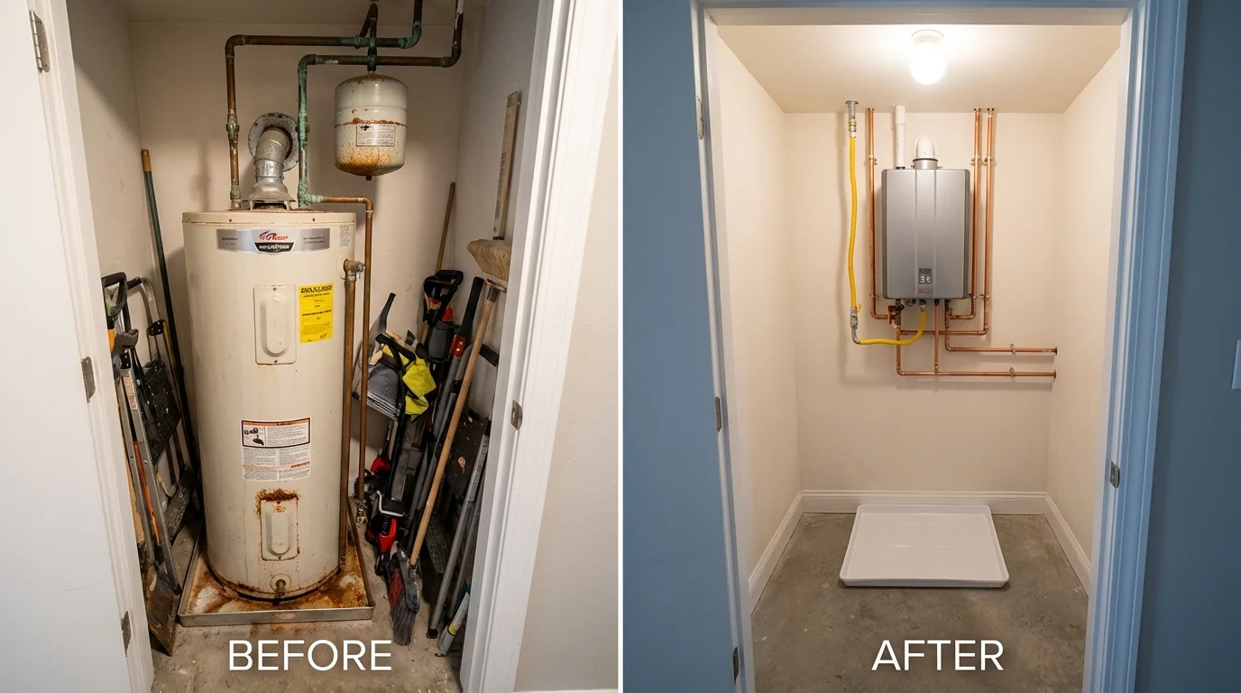 Tank water heater versus wall-mounted tankless unit comparison for Coolidge, AZ homeowners