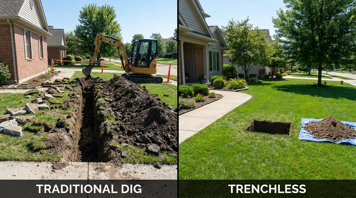 Trenchless sewer repair with minimal yard damage versus traditional excavation in Coolidge, AZ
